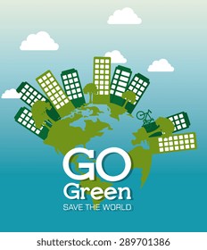 Ecology design over blue background, vector illustration.
