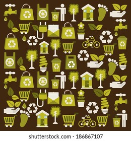 Ecology design over brown background, vector illustration