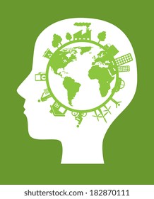 Ecology design over green background, vector illustration