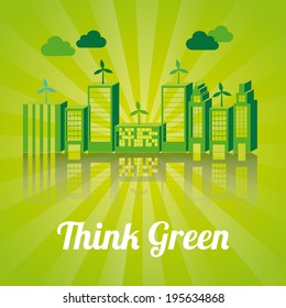 Ecology design over green background, vector illustration