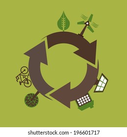 Ecology design over green background, vector illustration