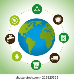 Ecology design over green background, vector illustration