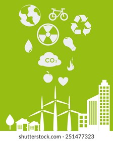 Ecology design over green background, vector illustration.