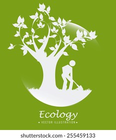 Ecology design over green background, vector illustration.
