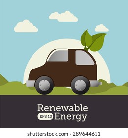 Ecology design over landscape background, vector illustration.