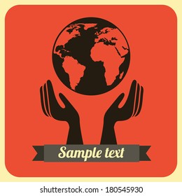 ecology design over red background vector illustration