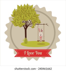 Ecology design over red background, vector illustration.