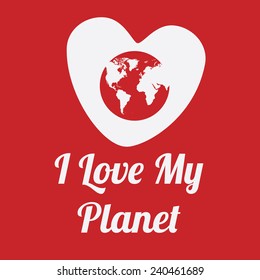Ecology design over red background, vector illustration.