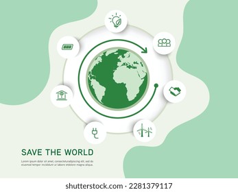 Ecology diagram concept and Green Energy. save world Vector infographic element