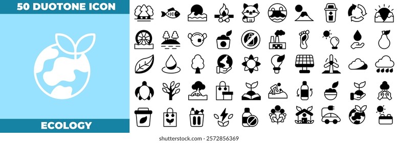 Ecology Duotone Editable Icons set. Vector illustration in modern thin duotone style of ecology icons: energy, environment, plant, etc