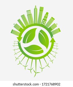Ecology earth day concept and environment With Eco-Friendly Ideas,Vector Illustration