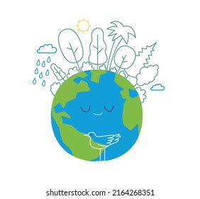 Ecology - Earth day -Modern flat vector concept illustration of a globe plated by trees. Creative landing web page illustartion