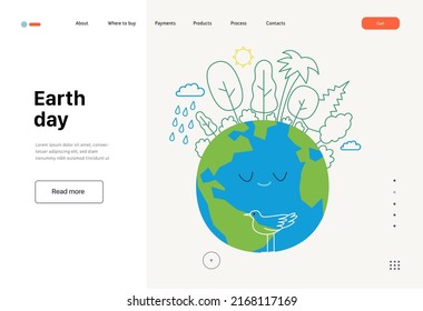 Ecology - Earth day -Modern flat vector concept illustration of a globe plated by trees. Creative landing web page template