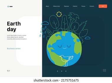Ökologie - Earth Day - Moderne flache Vektorgrafik eines von Bäumen bedeckten Globus. Vorlage für kreative Zielwebseiten