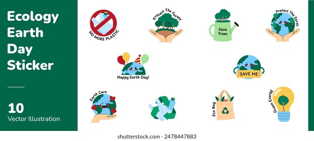 Ecología Día de la Tierra Etiqueta de Sostenibilidad