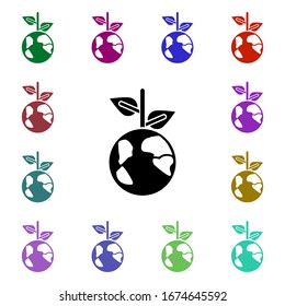 Ecología, Tierra, hoja de varios colores icono. Glifo simple, vector plano de iconos ecológicos para ui y ux, sitio web o aplicación móvil