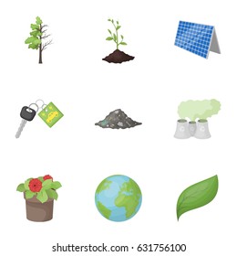 The ecology of the earth, the problems of ecology, ways to combat the ravages.Bio and Ecology icon in set collection on cartoon style vector symbol stock illustration.