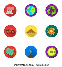 The ecology of the earth, the problems of ecology, ways to combat the ravages.Bio and Ecology icon in set collection on flat style vector symbol stock illustration.