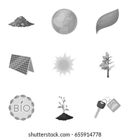 The ecology of the earth, the problems of ecology, ways to combat the ravages.Bio and Ecology icon in set collection on monochrome style vector symbol stock illustration.