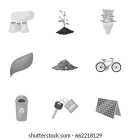 The ecology of the earth, the problems of ecology, ways to combat the ravages.Bio and Ecology icon in set collection on monochrome style vector symbol stock illustration.