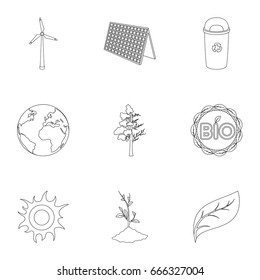 The ecology of the earth, the problems of ecology, ways to combat the ravages.Bio and Ecology icon in set collection on outline style vector symbol stock illustration.