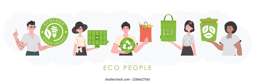 Ecology. ECO friendly People. trendy style. Vector illustration.