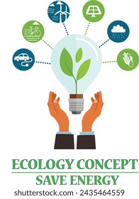 Ecology and Eco Green Energy Concept
Vector Illustration Sustainable Eco Friendly
and Alternative Clean Energy Banner
Isolated Design Elements. Ecology
Concept. 3D Energy saving