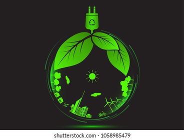 Ecology eco green world icon concept vector illustration