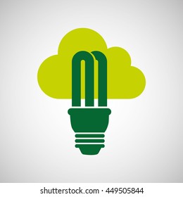 ecology eco nature protection bulb cloud isolated, vector illustration
