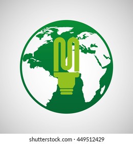 ecology eco nature protection bulb world isolated, vector illustration