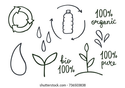 ecology and ecosystem doodle icons