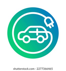 ecology electric car environment gradient white outline icon