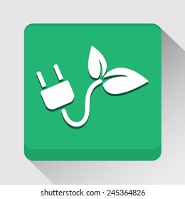 Ecology with electric plug icon great for any use. Vector EPS10.