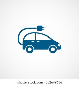 Ecology Electrical Car Blue Flat Icon On White Background