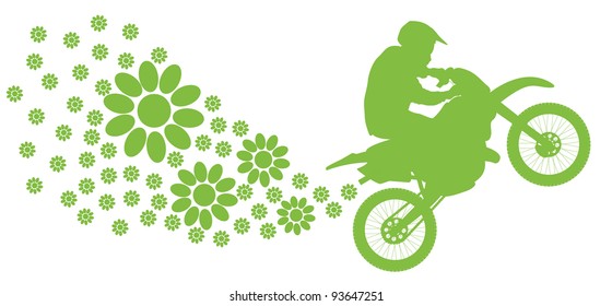 Ecology electrical motorcycle vector background green concept