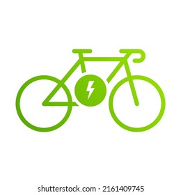 Ecology Electro Power Bicycle Silhouette Icon. Electric Ecological Bike Green Glyph Pictogram. Eco Hybrid Transport Icon. Ebike Electronic Energy Sign. E Bike Symbol. Isolated Vector Illustration.