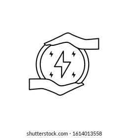 Ecology, electronics, energy, hands, power icon. Can also be used for ecology. Suitable for use on web apps, mobile apps and print media.
