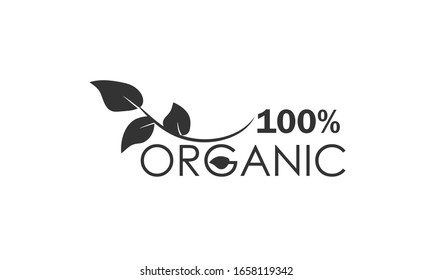 Ecology element for logos. 100 % ecology product. Abstract symbol natural leaf. Design organic icon. Vector illustration
