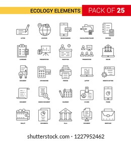 Ecology Elements Black Line Icon - 25 Business Outline Icon Set