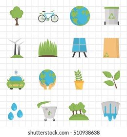 Ecology elements color icons set. Flat design