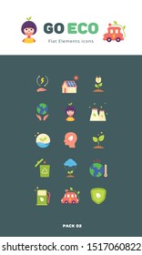 Ecology elements flat illustration icons