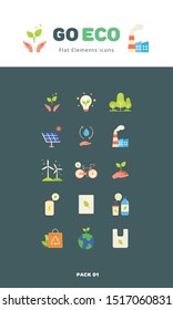Ecology elements flat illustration icons