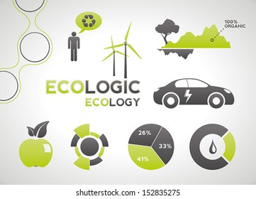 Ecology elements and icons for infographics