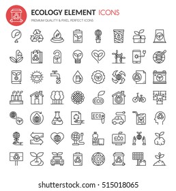 Ecology Elements , Thin Line and Pixel Perfect Icons