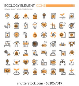 Ecology Elements , Thin Line and Pixel Perfect Icons