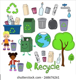 Ecology elements you can use on Earth Day. Happy children celebrate Earth Day.