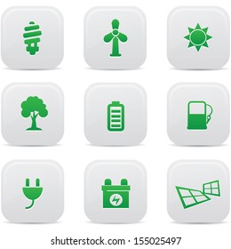 Ecology and Energy buttons,Green version,vector