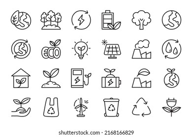 ecology energy conservation cute line icon