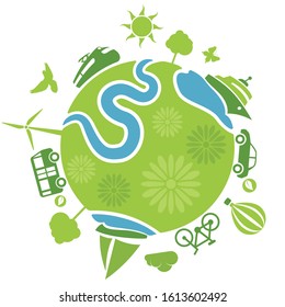 Ecology energy green planet illustration