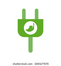 ecology energy icon, socket, ecological electricity, vector illustration